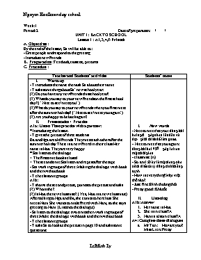 Giáo án Tiếng Anh Lớp 7 - Tiết 2 đến 5 - Trường THCS Nguyễn Huệ